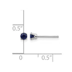 14k White Gold 3mm Round September/Sapphire Stud Earrings