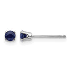 14k White Gold 3mm Round September/Sapphire Stud Earrings