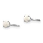 14k White Gold 3mm Round October/Opal Stud Earrings