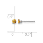 14k White Gold 3mm Round November/Citrine Stud Earrings