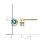 14k 4mm Round Bezel December/Blue Topaz Post Earrings