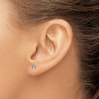 14k White Gold 3mm Round December/Blue Topaz Stud Earrings