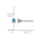 14k White Gold 3mm Round December/Blue Topaz Stud Earrings