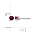 14k White Gold 4mm Round January/Garnet Stud Earrings