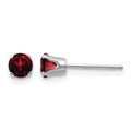 14k White Gold 4mm Round January/Garnet Stud Earrings