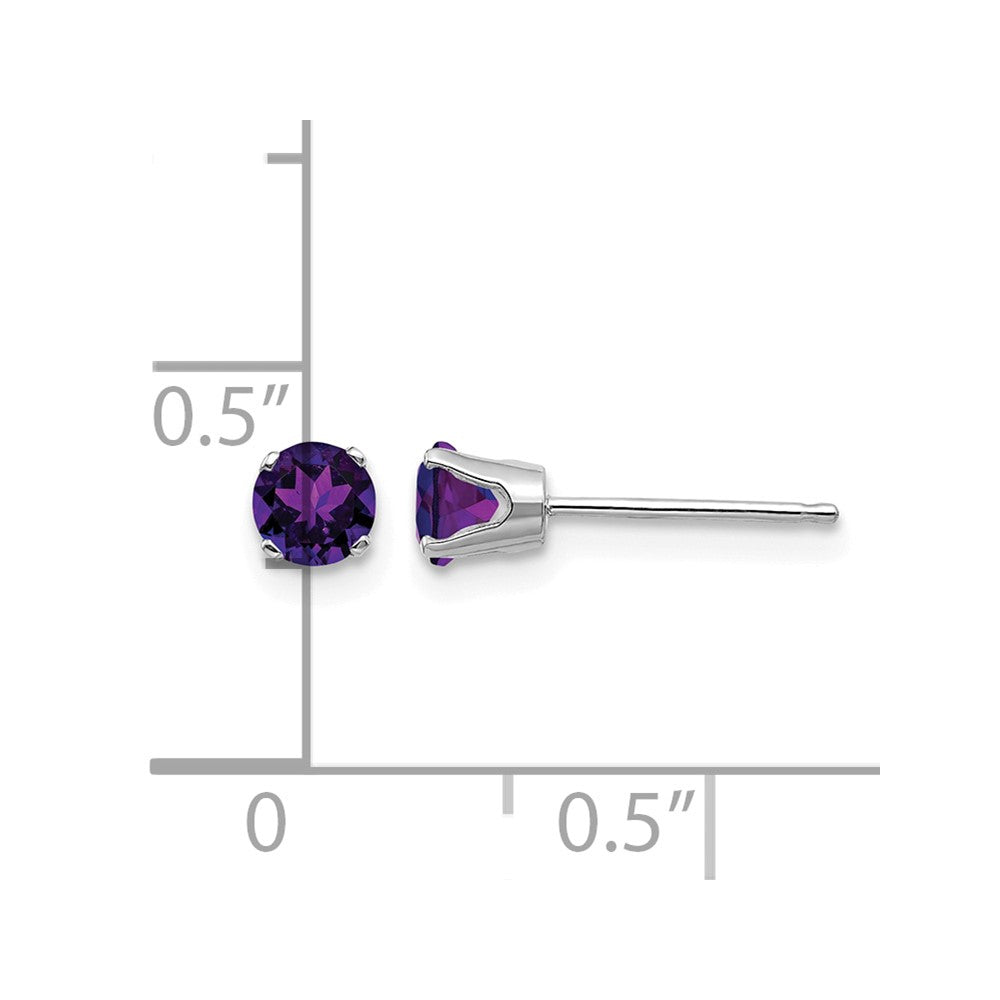 14k White Gold 4mm Round February/Amethyst Stud Earrings