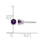 14k White Gold 4mm Round February/Amethyst Stud Earrings