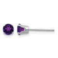 14k White Gold 4mm Round February/Amethyst Stud Earrings