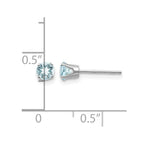 14k White Gold 4mm Round March/Aquamarine Stud Earrings