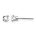 14k White Gold 4mm Round April/White Topaz Stud Earrings