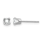 14k White Gold 4mm Round April/White Topaz Stud Earrings