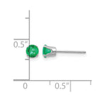 14k White Gold 4mm Round May/Emerald Stud Earrings