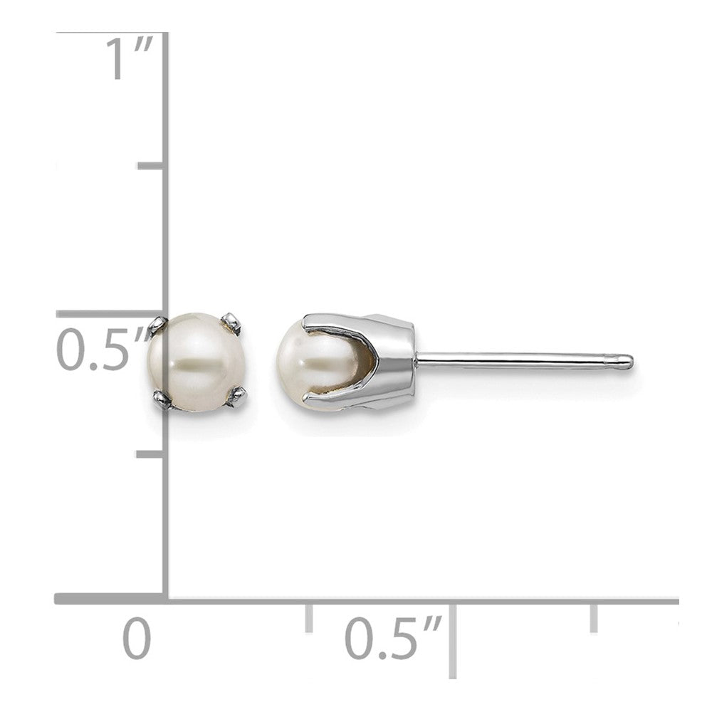 14k White Gold 4mm Round June/Freshwater Cultured Pearl Stud Earrings