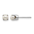 14k White Gold 4mm Round June/Freshwater Cultured Pearl Stud Earrings