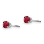 14k White Gold 4mm Round July/Ruby Stud Earrings