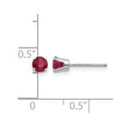 14k White Gold 4mm Round July/Ruby Stud Earrings