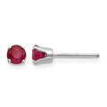 14k White Gold 4mm Round July/Ruby Stud Earrings