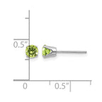 14k White Gold 4mm Round August/Peridot Stud Earrings