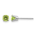 14k White Gold 4mm Round August/Peridot Stud Earrings