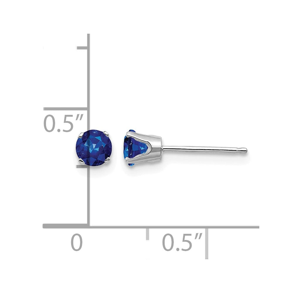 14k White Gold 4mm Round September/Sapphire Stud Earrings