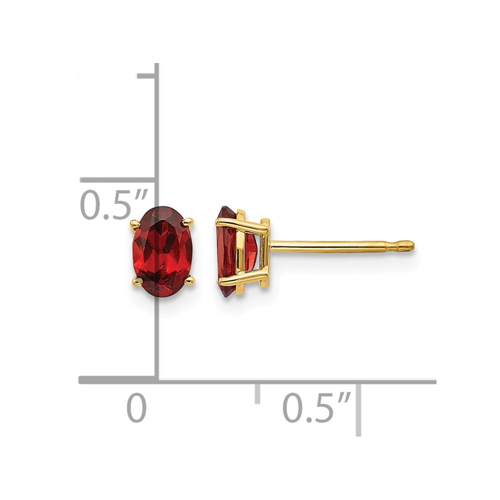 14k 6x4 Oval January/Garnet Post Earrings