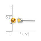 14k White Gold 4mm Round November/Citrine Stud Earrings