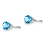 14k White Gold 4mm Round December/Blue Topaz Stud Earrings