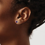 14k White Gold 5mm Round February/Amethyst Stud Earrings