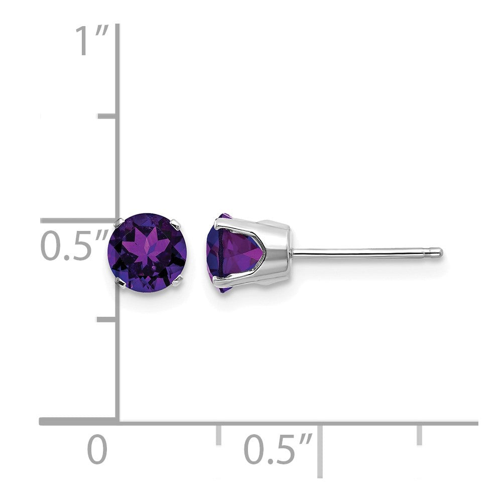 14k White Gold 5mm Round February/Amethyst Stud Earrings
