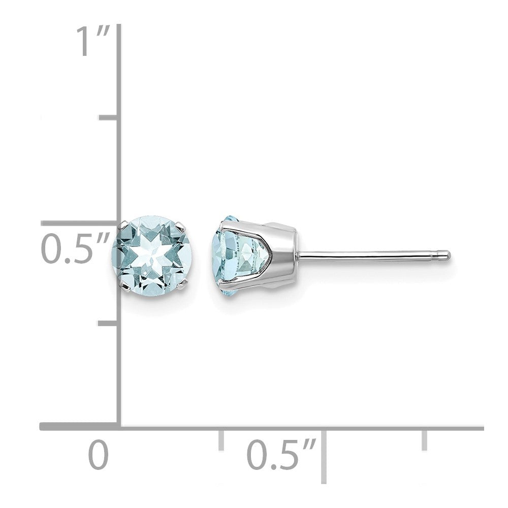 14k White Gold 5mm Round March/Aquamarine Stud Earrings