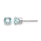 14k White Gold 5mm Round March/Aquamarine Stud Earrings