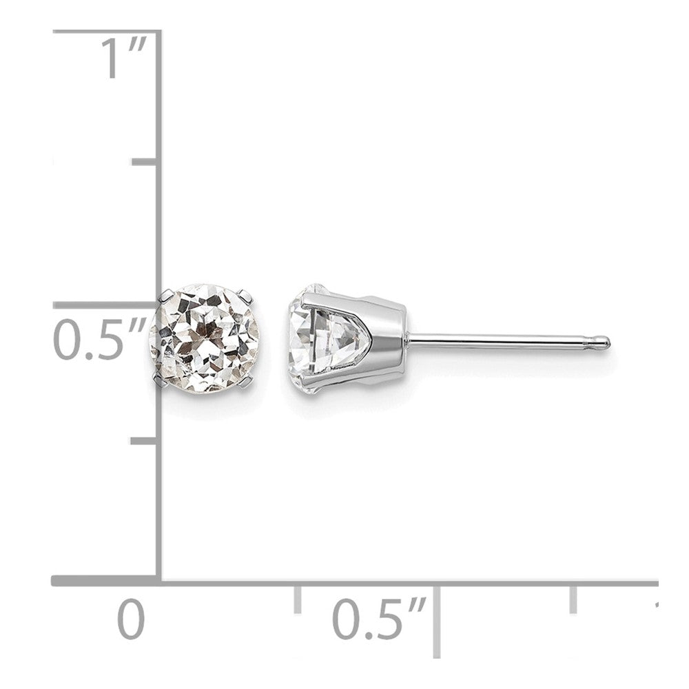 14k White Gold 5mm Round April/White Topaz Stud Earrings