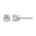 14k White Gold 5mm Round April/White Topaz Stud Earrings