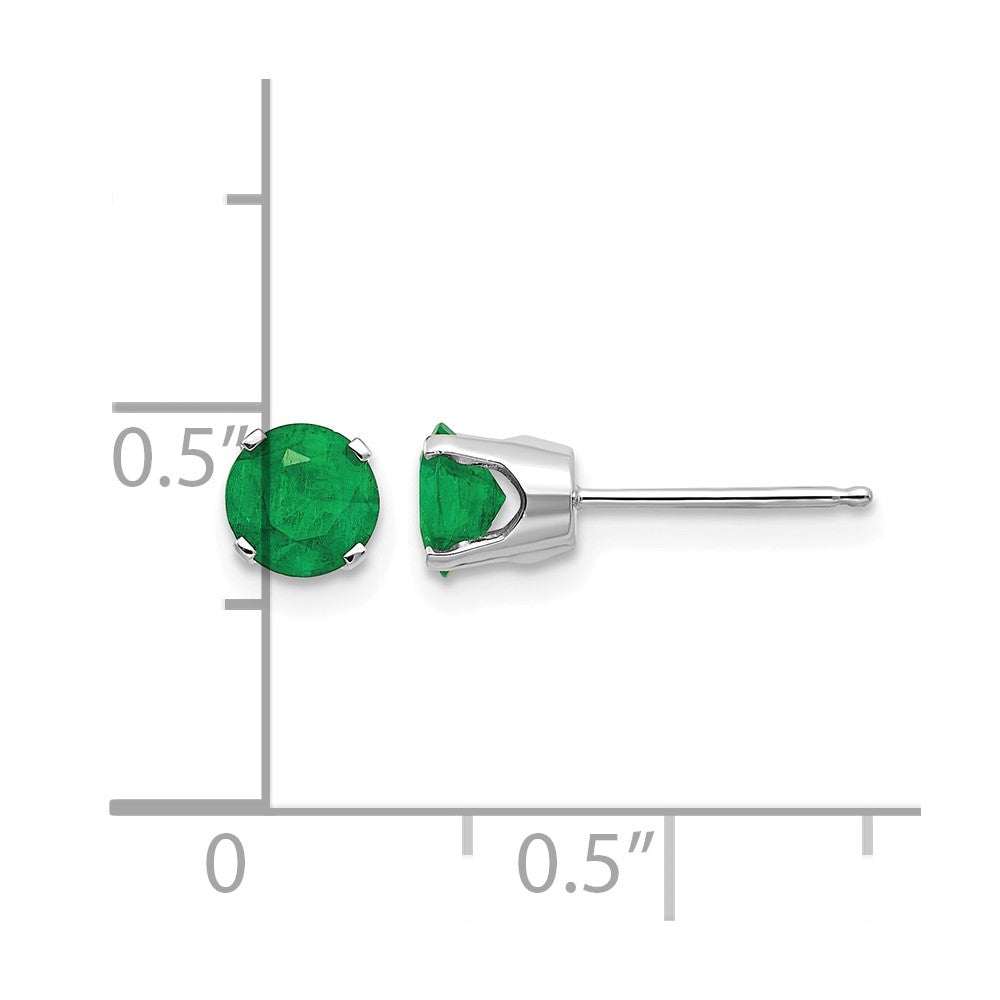 14k White Gold 5mm Round May/Emerald Stud Earrings