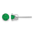 14k White Gold 5mm Round May/Emerald Stud Earrings