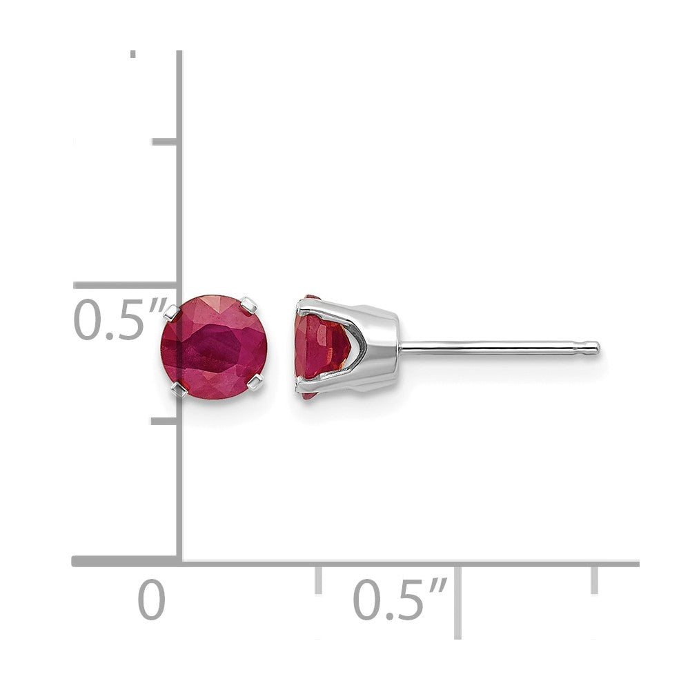 14k White Gold 5mm Round July/Ruby Stud Earrings