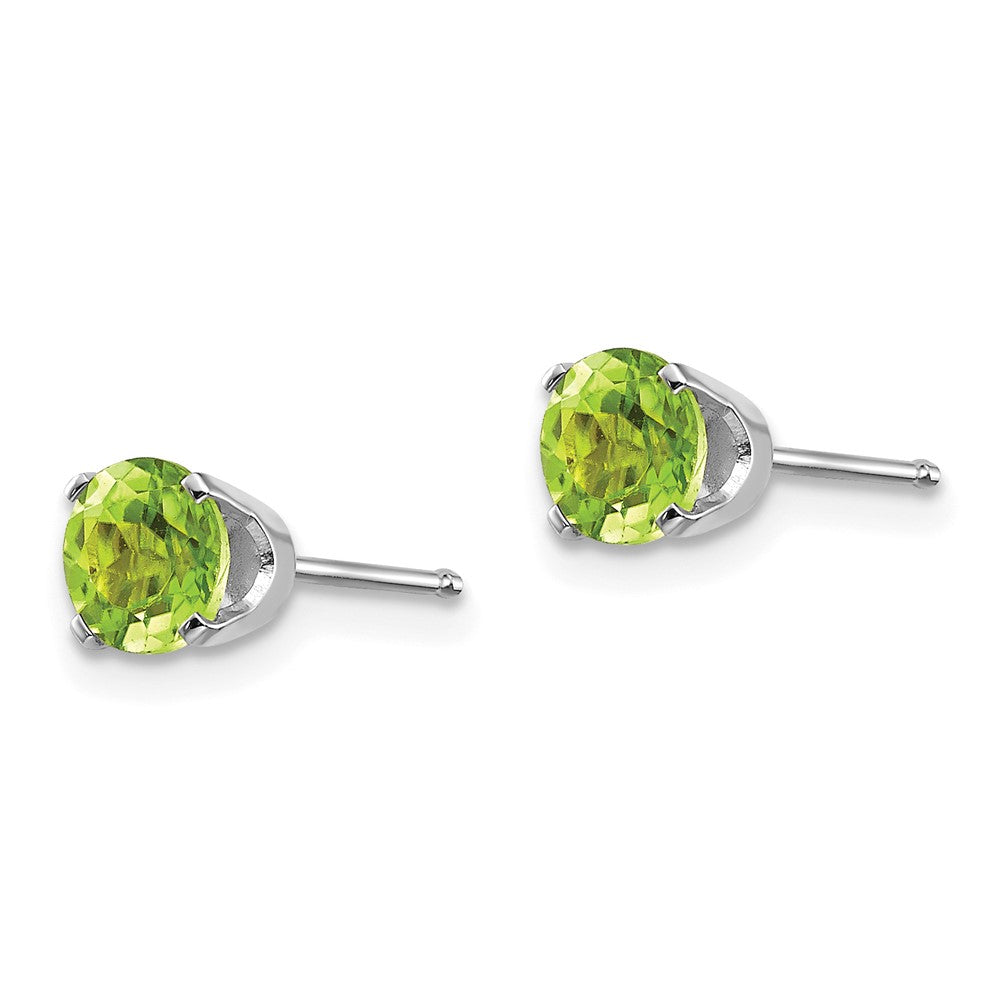 14k White Gold 5mm Round August/Peridot Stud Earrings