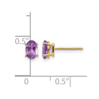 14k 6x4 Oval February/Amethyst Post Earrings