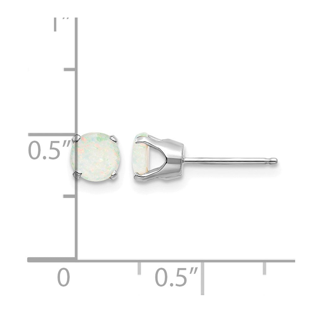 14k White Gold 5mm Round October/Opal Stud Earrings