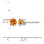 14k White Gold 5mm Round November/Citrine Stud Earrings