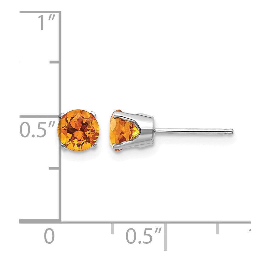 14k White Gold 5mm Round November/Citrine Stud Earrings