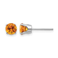 14k White Gold 5mm Round November/Citrine Stud Earrings