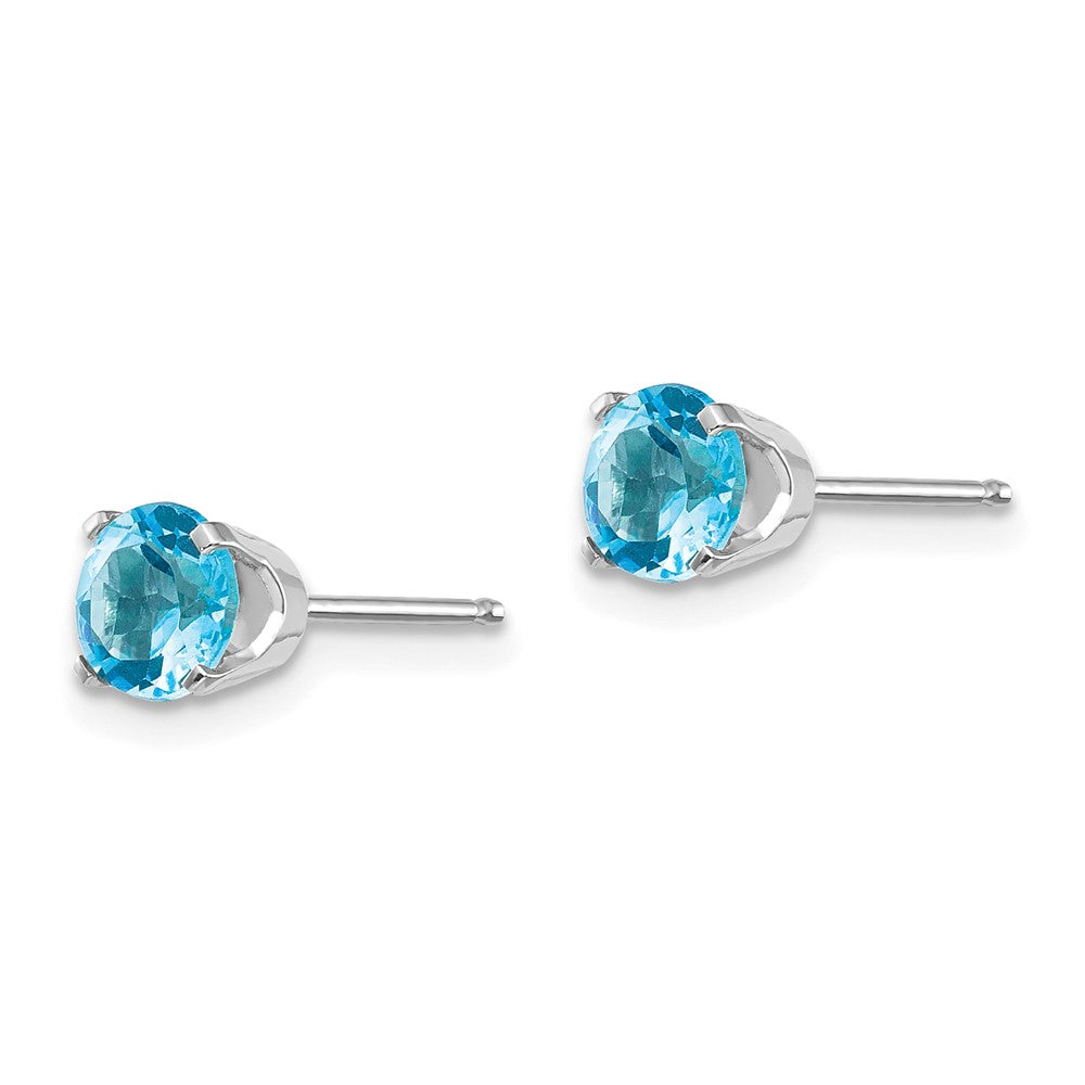 14k White Gold 5mm Round December/Blue Topaz Stud Earrings