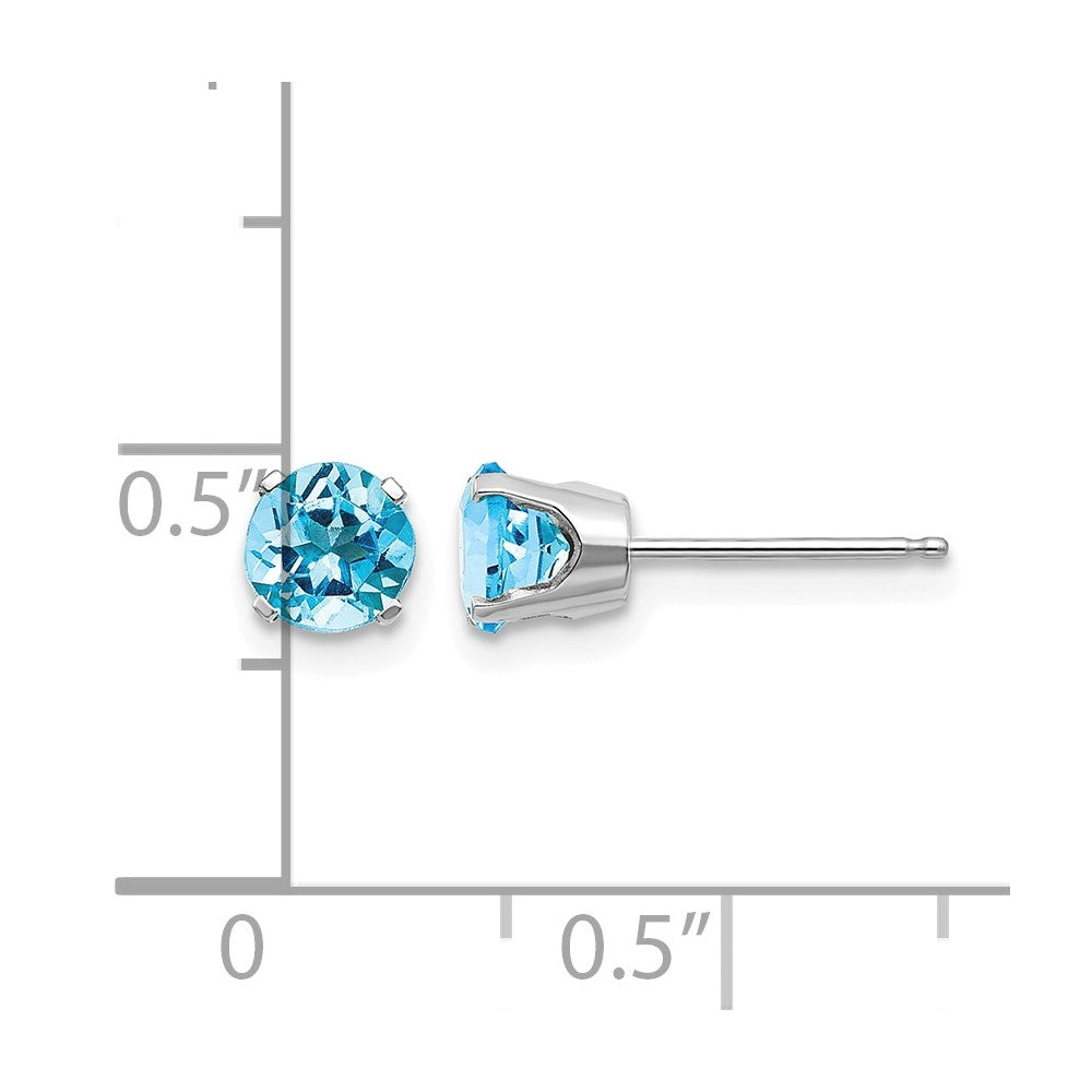 14k White Gold 5mm Round December/Blue Topaz Stud Earrings