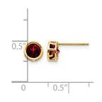14k 5mm Round Bezel January/Garnet Post Earrings