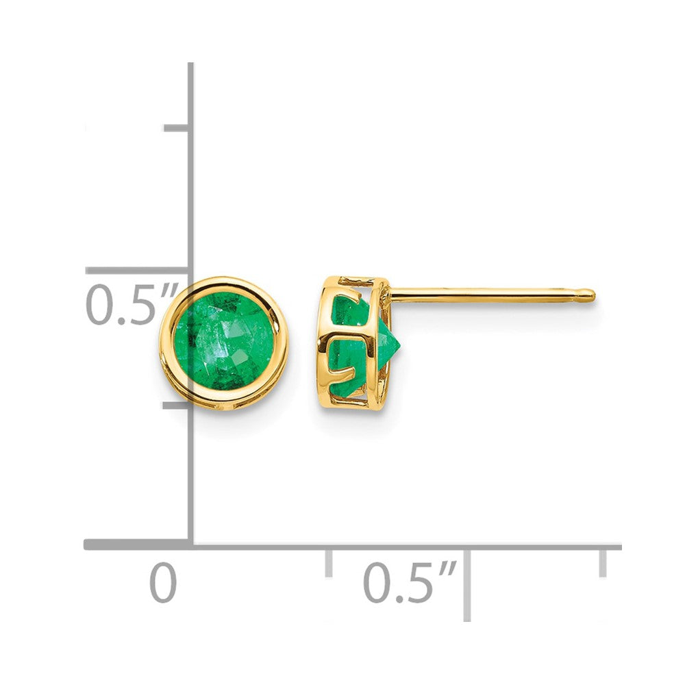 14k 5mm Round Bezel May/Emerald Post Earrings