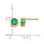 14k 5mm Round Bezel May/Emerald Post Earrings