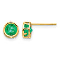 14k 5mm Round Bezel May/Emerald Post Earrings