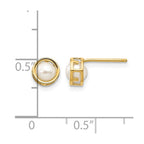 14k 4.5mm Round Bezel June/Freshwater Cultured Pearl Post Earrings