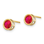14k 5mm Round Bezel July/Ruby Post Earrings